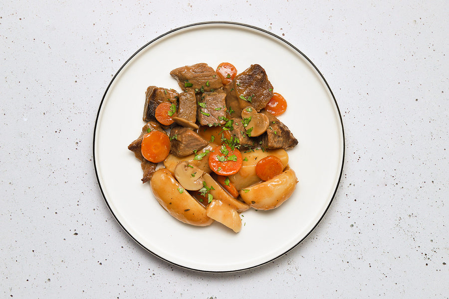 Beef bourguignon with vegetables